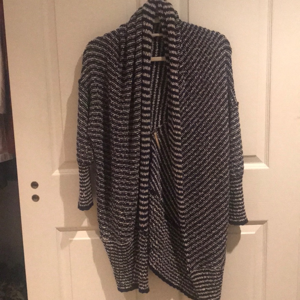 free people navy and white sweater